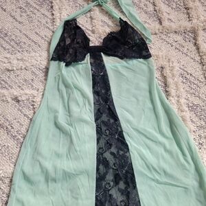 Frederick's of Hollywood Mint and Black Lace Chemise
